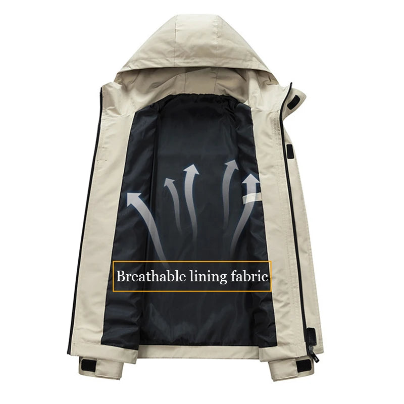 2024 Men's Waterproof Jacket Fashion Casual Hoodies Coat Streetwear Autumn Anti-wind Jacket Outdoor Travel Climbing Outerwear