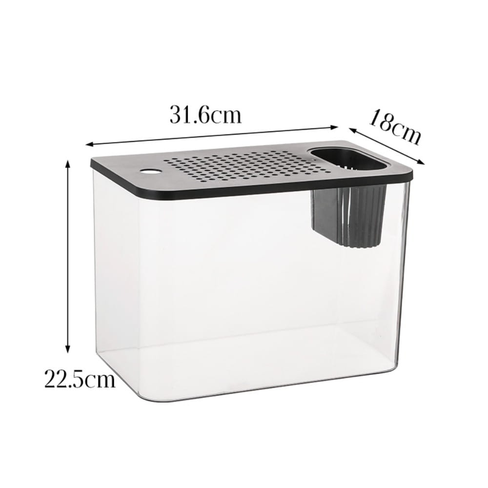 pecera transparente para mascotas y de ABS con caja transparente de cría de insectos de plástico, con tapa perforada negra y filtro montado en el lateral