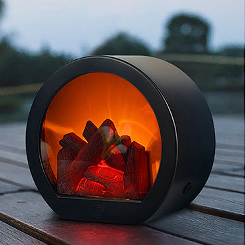 LED Fireplace Lamp Realistic Flame Effect Vintage Battery Powered Room Holiday Light for Christmas Halloween Decoration