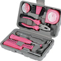 13/24Pcs Household Repair Tool Kit Multi-Purpose Pink Home Hand Tool Set with Storage Case Durable Hammer and Allen Key Set