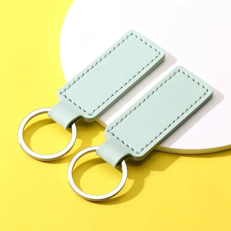 Personalized Name Number PU Leather Keychain Business Gift Pendant Laser Customized Logo Bag Car Key Chain Ring Keyring