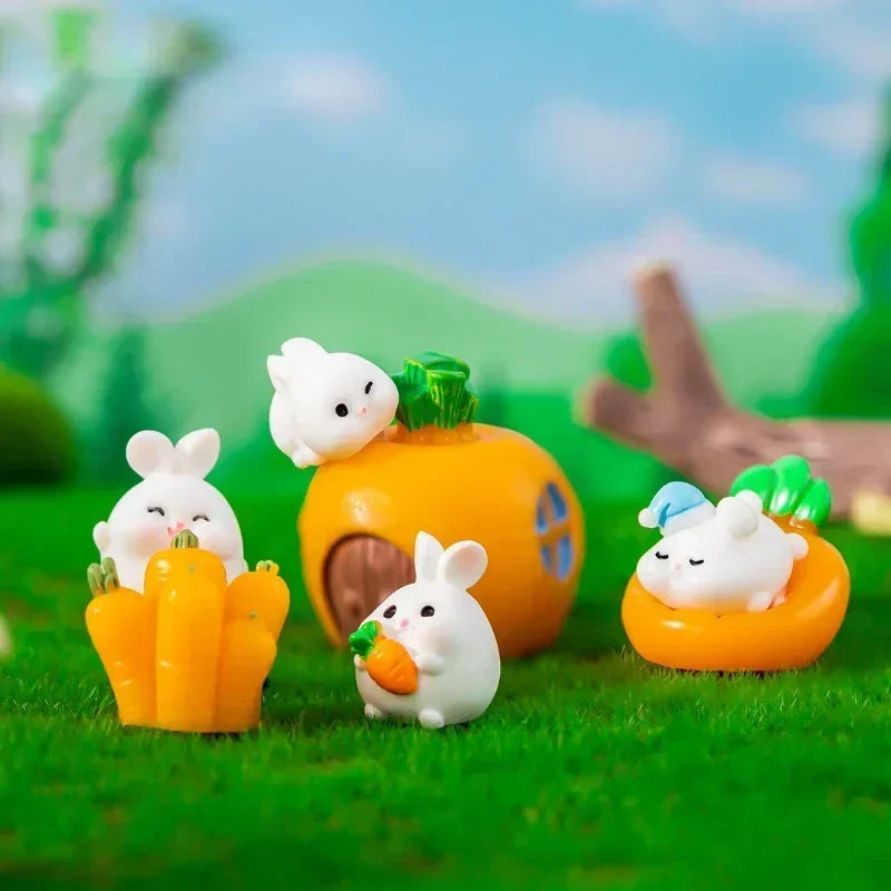 Easter White Rabbit Christmas Figurine Diy Micro Landscape Home Decor Miniature Fairy Garden Decoration Accessories Modern New
