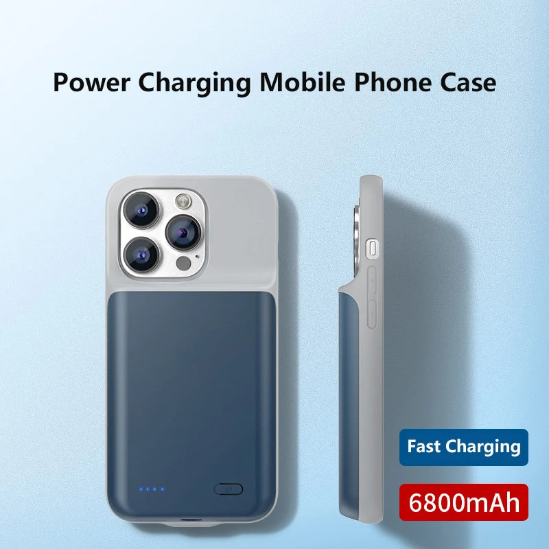 Battery Case For iPhone 17 16 15 14 13 12 11 Pro Max 12 Mini XS Max XR 6 7 8 SE 2 External Power Bank Battery Charger Case Cover