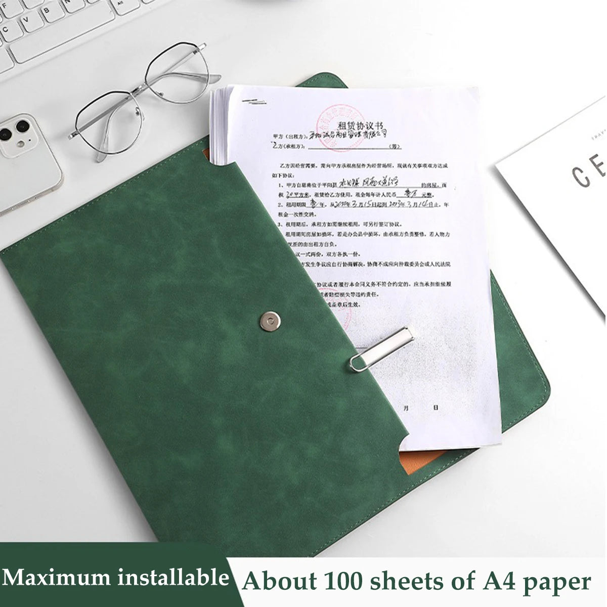 Leather File Bag A4 A5 Waterproof Document Folder Large Capacity Business Office School Supplies Organizer Pouch Carrying Bag