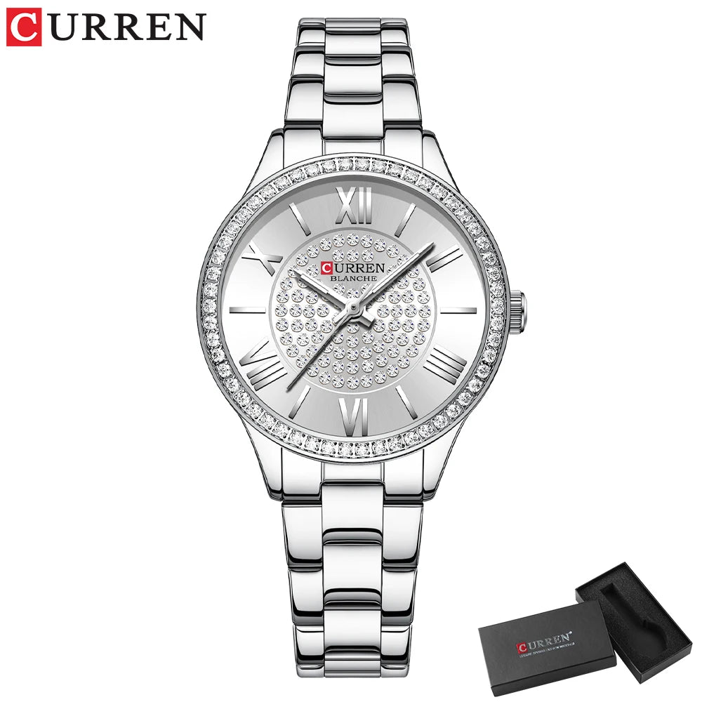 CURREN Women Watches Luxury Fashion Quartz Ladies WristWatch Stainless Steel Waterproof Girls Clock Gift Relogio Feminino