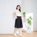 Women Summer Shorts Skirts Black Loose Wide Leg Lady Knee Length High Waist Casual Culotte Plus Size 7XL 9XLFemale Half Trousers
