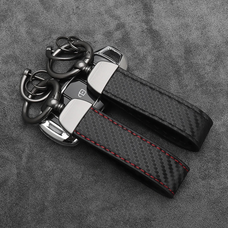 Car Key Chain Carbon Fiber Keychain Luxury Keyring Buckle Car Key Ring Men Women Business Gift Car Key Strap Accessories