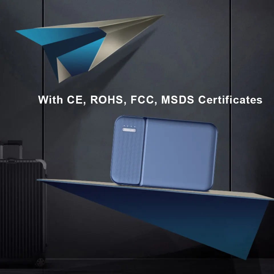 Blue textured portable speaker with a sleek modern design and subtle branding featured in the 5000mAh portable power bank mini charger product.