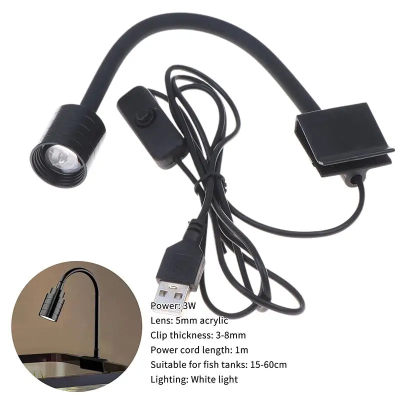 3W South American Aquarium Spotlight 3-Color LED Fish Tank Lamp For Aquascape Decor Focus Lighting