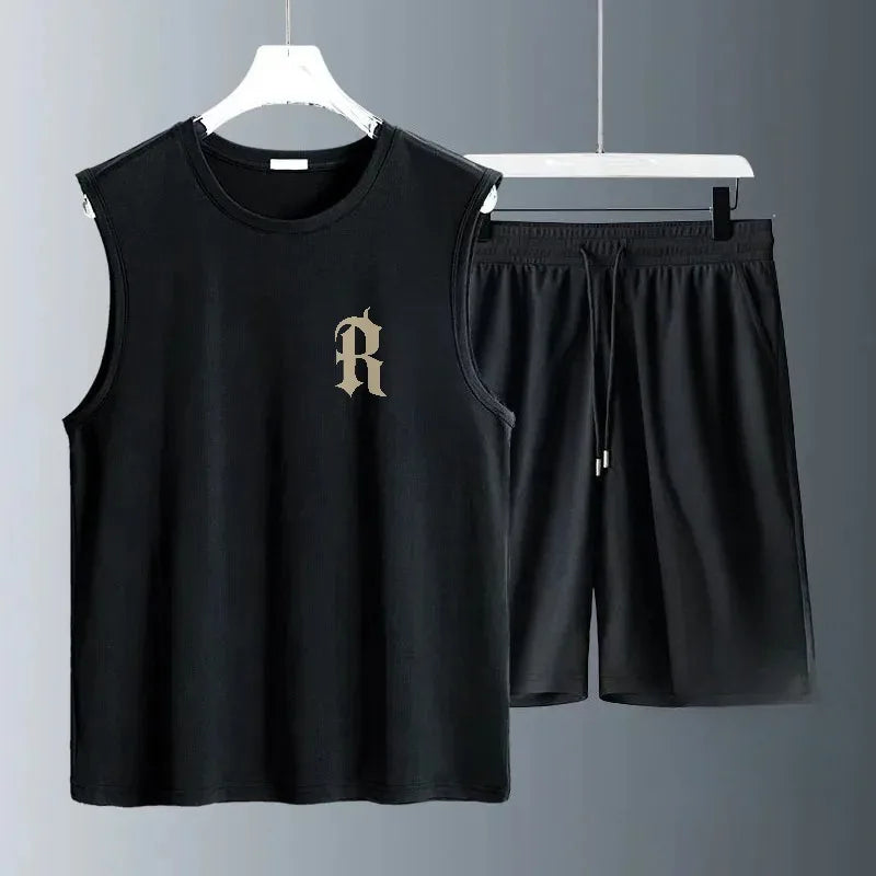 Men Summer Polyester Workout Tank Tops Sweat Sleeveless Tee Sports Gym Fitness Tops Workout Casual Top Men Sets Men Clothing
