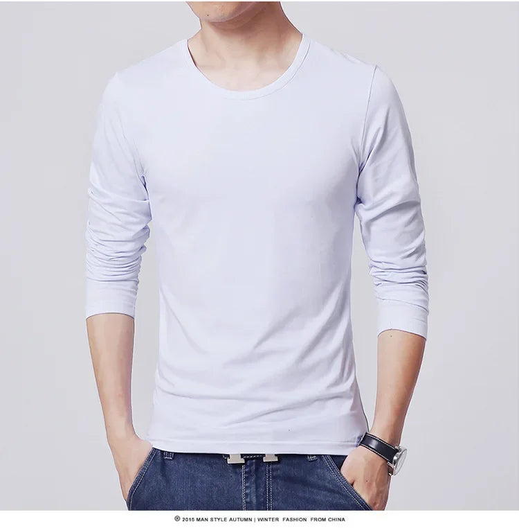 2026 MRMT Brand New Men's T-Shirts Long Sleeve Slim Men T-Shirt Young Man Pure Color Tops Tees Shirt O-Neck For Male Boys Tshirt