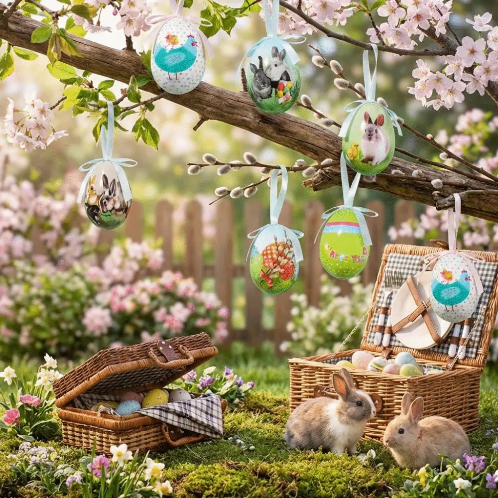 Party Favor Painted Foam Easter Eggs Colorful DIY Craft Hanging Easter Egg Happy Easter Handmade Easter Egg Props Easter Party