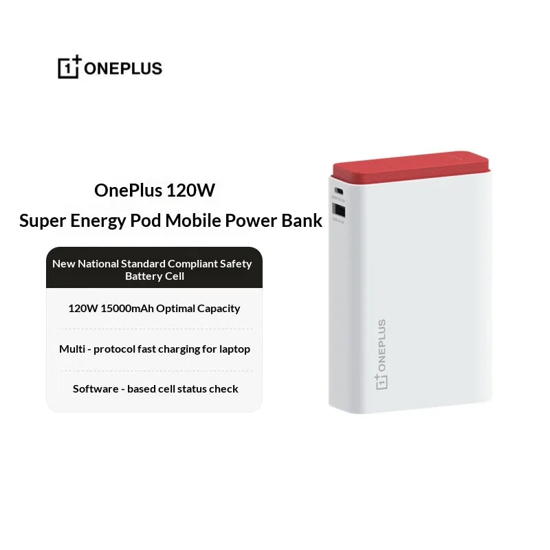 2026 NEW Oneplus Portable Power Bank 120W Super Fast Charging 15000mAh 3C Certified Safe Battery For Oppo Phones Lightweight
