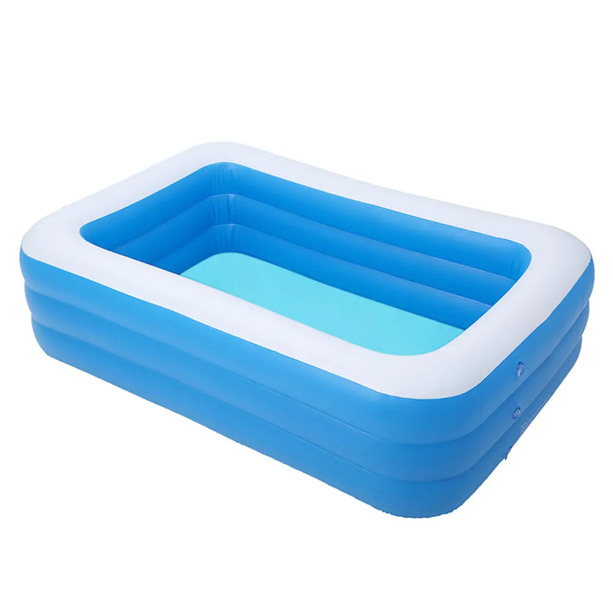 1-Piece Blue Rectangular Inflatable Family Pool, Swimming Pool, Outdoor Recreation, Beach, Party