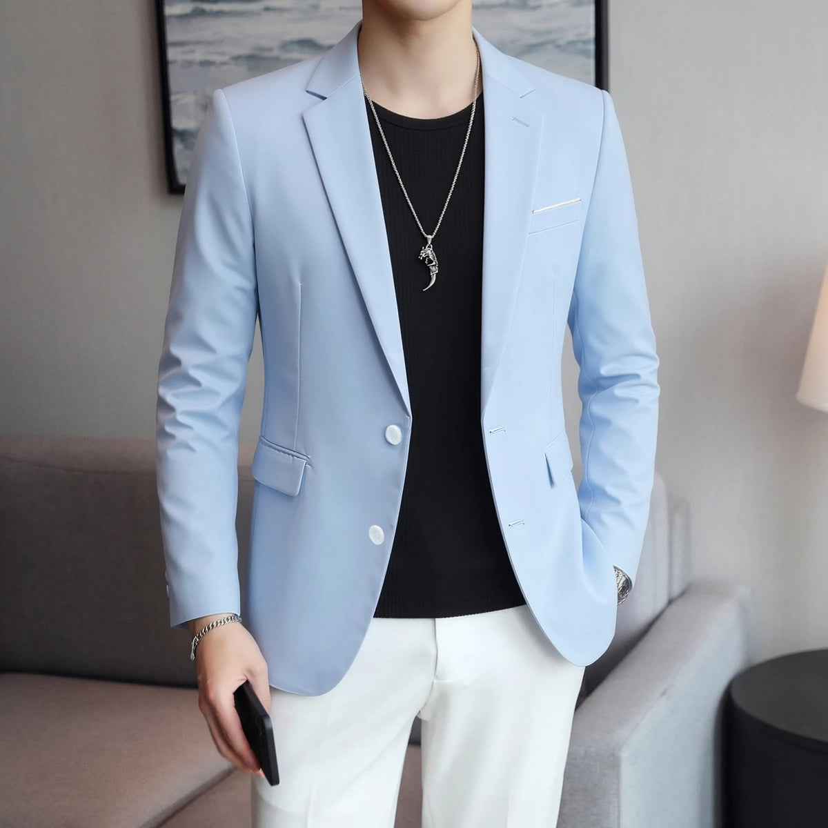 Men's Slim Fit Blazer 18 Colors Casual Business Suit Jacket One Button Notched Lapel Formal Dress Blazer for Wedding Party W
