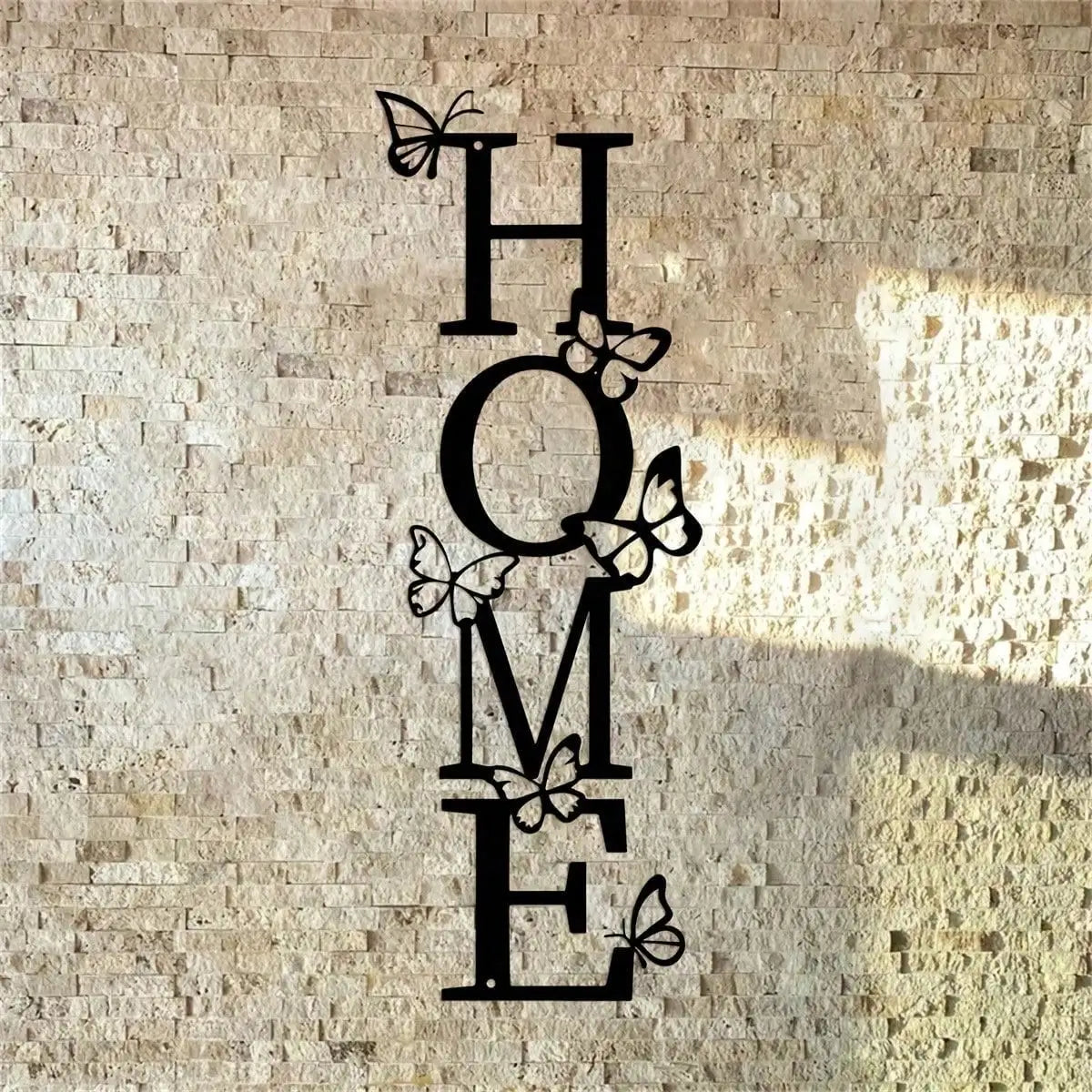 Butterfly Accent Vertical Metal Wall Decor - Fade-Resistant Modern Art for Bedroom & Bathroom