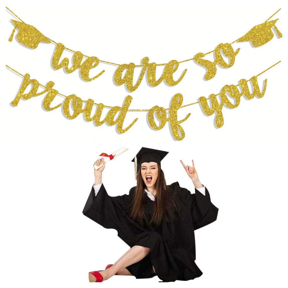 2026 Graduation Banners Glitter We are So Proud of You Graduation Banners Garland for Congratulation Graduations Party