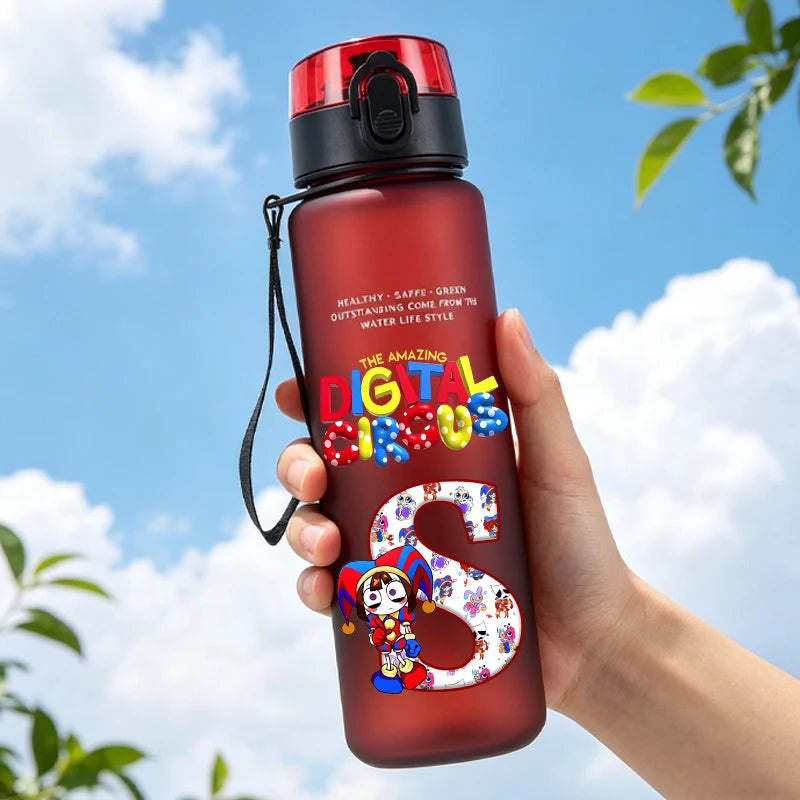 The Amazing Digitals Circus Water Bottle with Straw 650ml Kids Kawaii Letter A-Z Cup Girls Boys Outdoor Sports Mug Children Gift