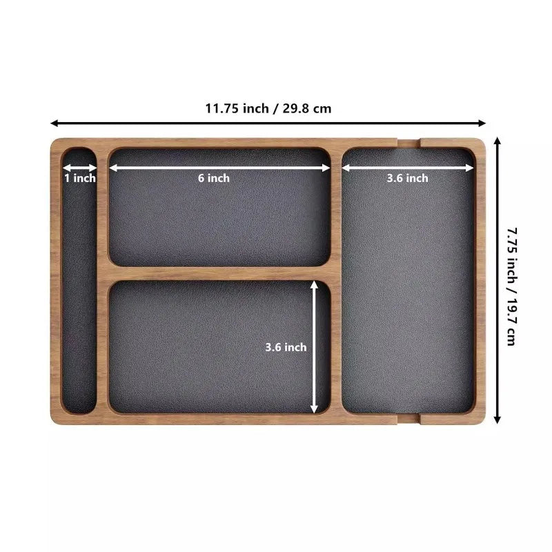 Office Desktop Storage Box Solid Wood Partition Storage Box Mobile Phone Headphone Debris Storage Box Wooden Storage Tray