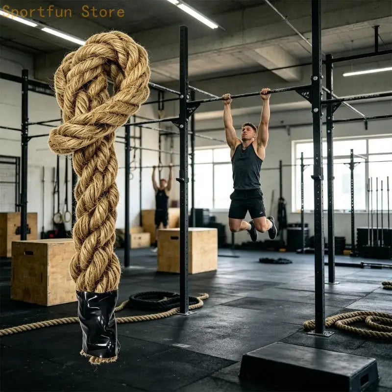 Two Braided Natural Fiber Rope Accessories for Grip Training, a Strength Exercise Addition for Dorm Fitness, Household Workouts