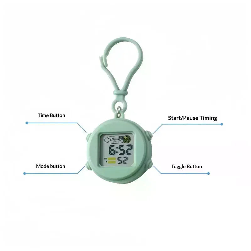 Keychain Digital Watch Anti Drop Large Screen Backpack Clip Pocket Clock For Student Exam Daily Time Record Small Gifts