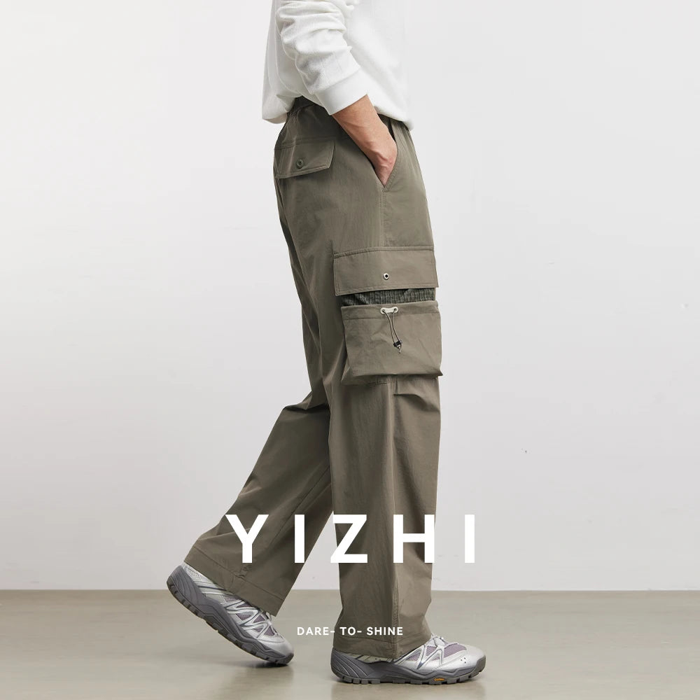 Casual Pants Men's New 2026 Spring High-end Trend Straight Workwear Paratrooper Pants Sports Quick-Drying Casual Pants