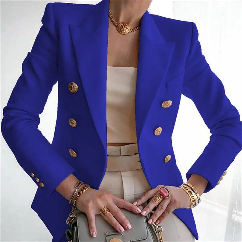 Women's European American Fashion Blazer Spring Autumn Elegant Temperament Ladies Suit Coat Professional Lady Short Outerwear