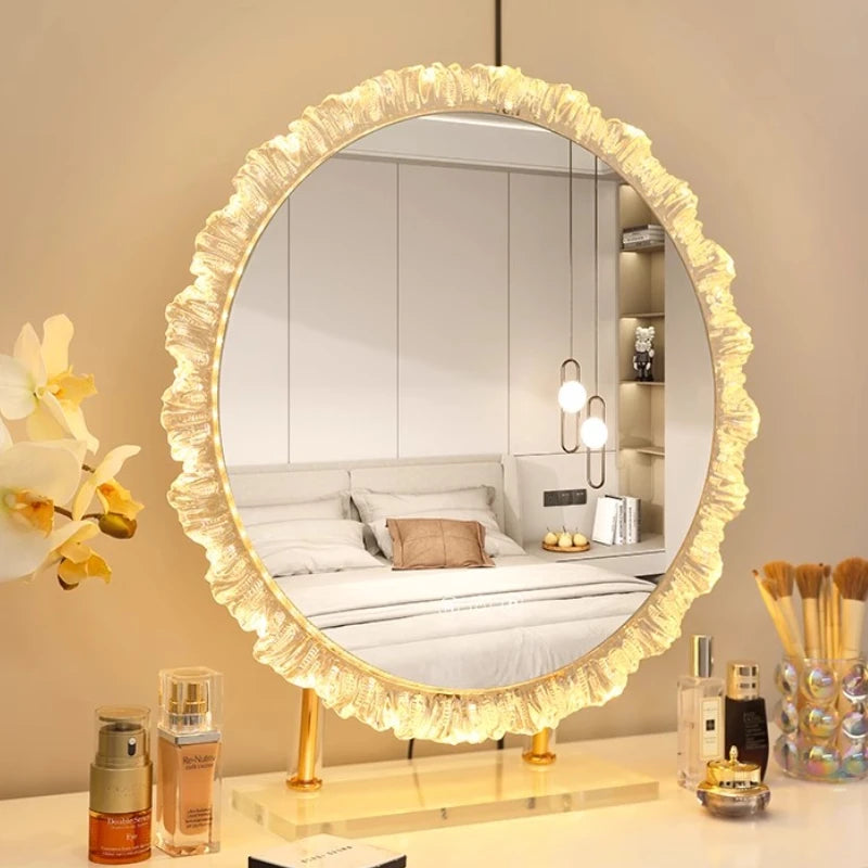 Round Bathroom Mirror Led Light Makeup Full Length Mirror Big Art Espelho De Banheiro Para Parede Home Decoration Accessories