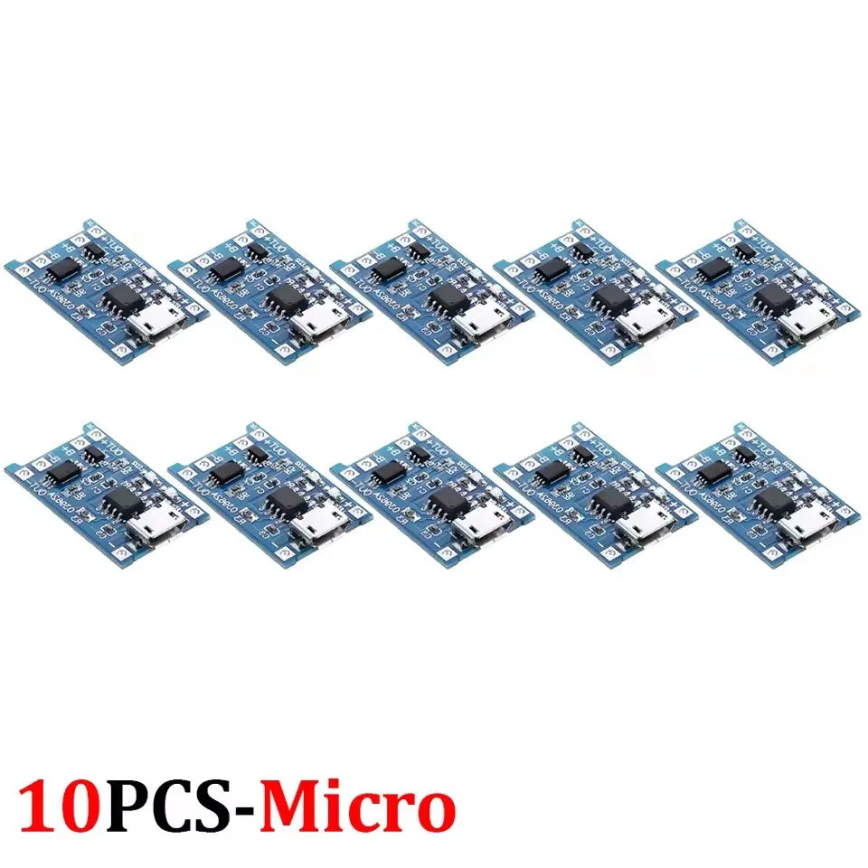 Micro USB/Type C 5V 1A Charger Board with Dual Protection Functions 18650 Charging Module Lithium Battery Module Battery Holder