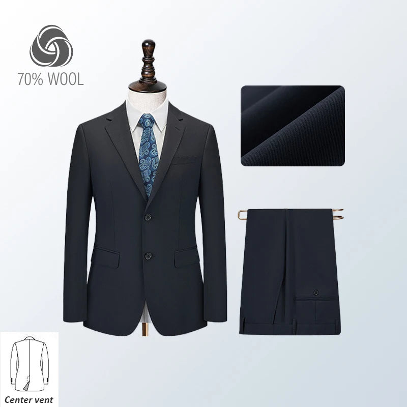 Men's Premium Suit -Business Suit, Professional Formal Wear, Ideal for Work and Weddings,50% Wool,Customizable Fit with 20 Sizes