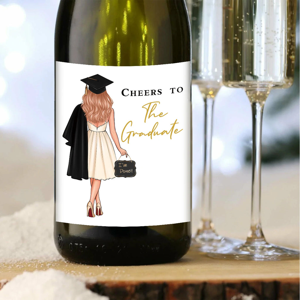 4pcs Graduation Wine Bottle Stickers,"Cheers To The Graduate""I'm Done!!",Decor Labels For High School&College Graduation Gifts