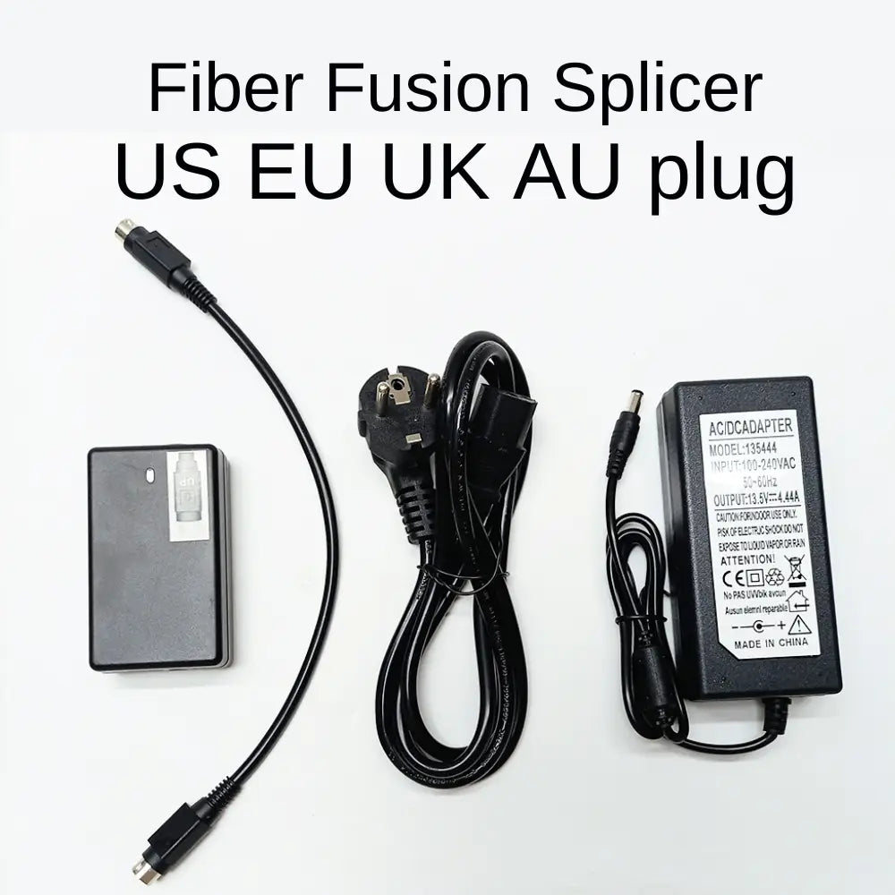 black plastic power cable charger for signal fire fiber fusion splicer with multi-country plug adapter and power supply unit