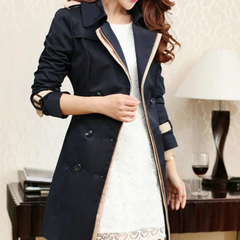 Trench Coat for Women 2025 Autumn Casual Double Breasted Female Long Trench Coats Plus Size Casaco Feminino Ladies Windbreaker