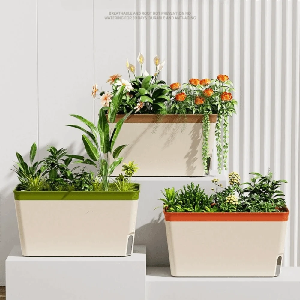 Modern Self Watering Planter Pots Decorative Visual Water Level Window Herb Planter Box Indoor Herb Garden Pots Vegetables