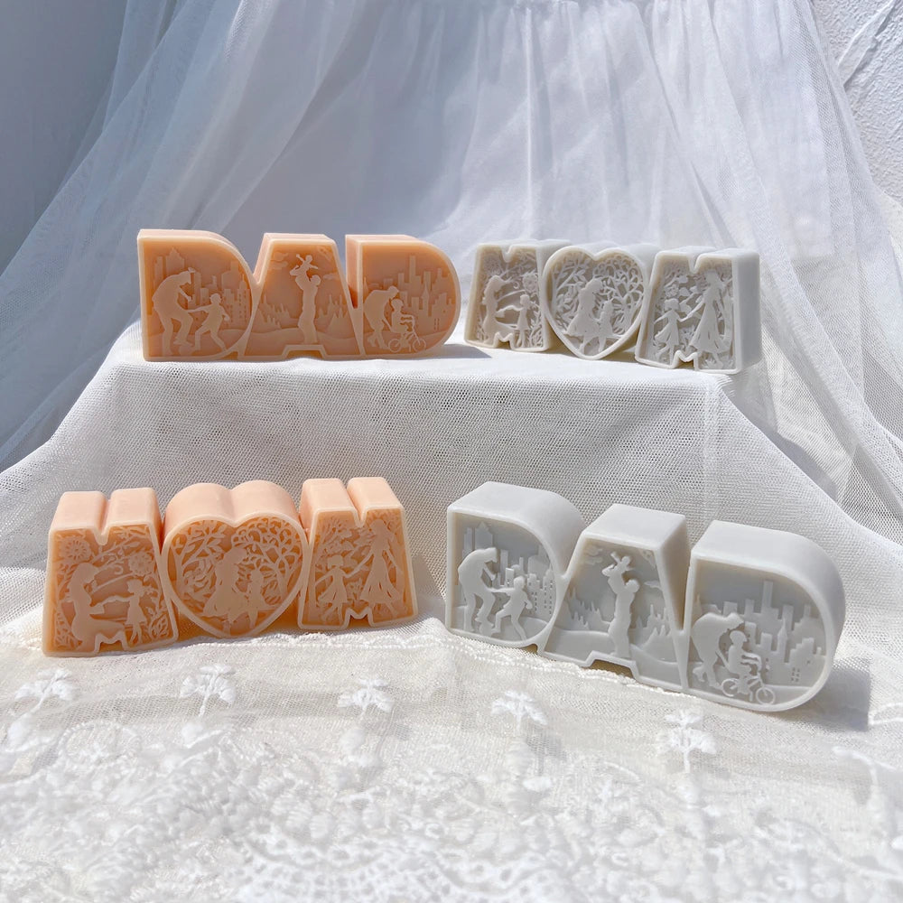 DAD MOM Candle Mold MAM Letter Soy Wax Silicone Mold Father's Day Gift Mother 's Day Home Decoration
