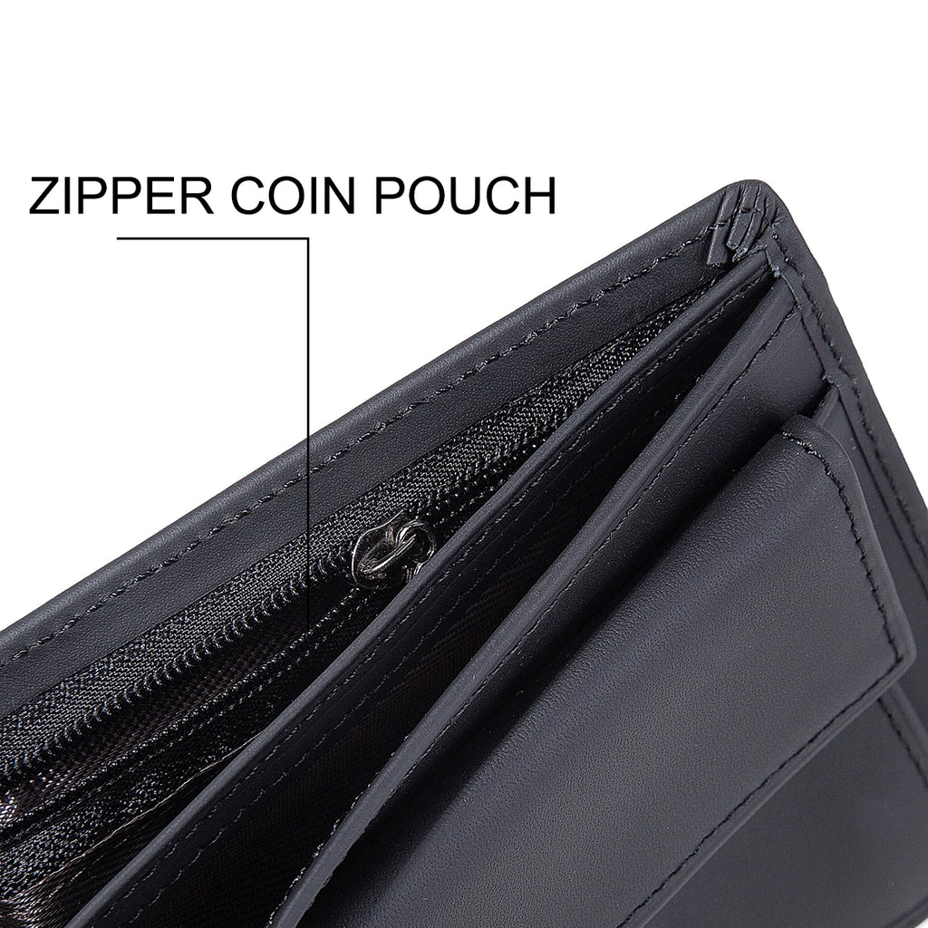 Men's Leather Wallet RFID Cowhide Genuine Leather Wallet Multi-Function Credit Card Holder