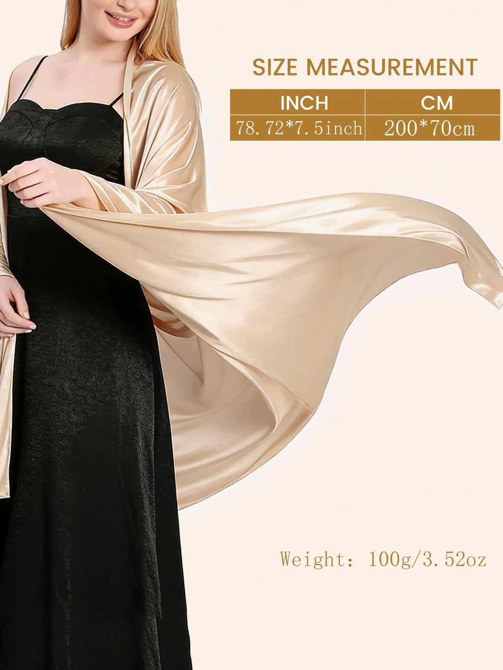 Women Satin Shawl Wrap for Evening Dresses - Silky Long Scarf for Wedding Dress Cover Up Formal