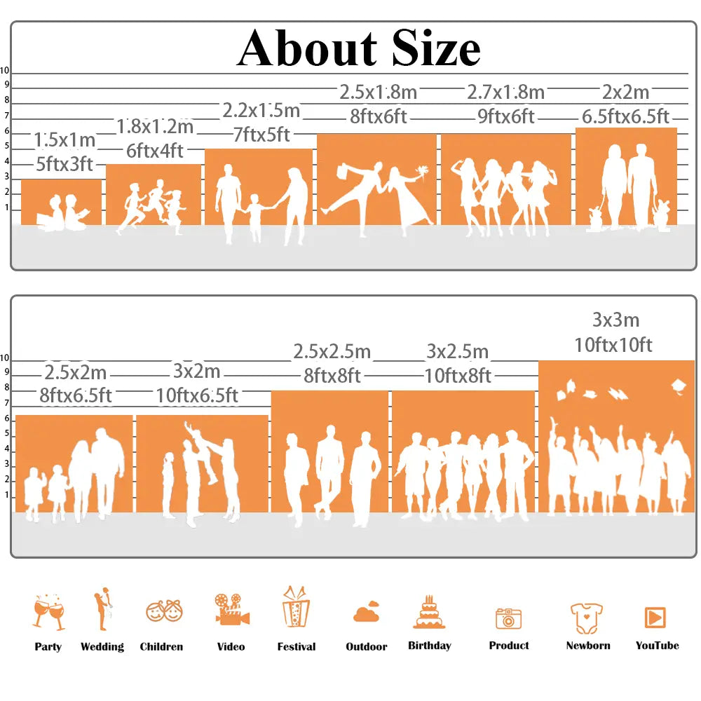 Un tableau des tailles orange, avec des silhouettes blanches de personnes et des icônes d’événements au revers d’une couverture de porte de fond photographique de fête de Pâques du Christ Jésus chrétien.