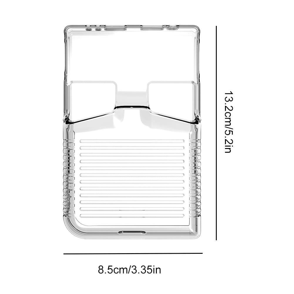 Clear transparent TPU protective case for anbernic rg 35xxpro game console featuring a smooth upper portion and a textured ribbed lower section on the back side.