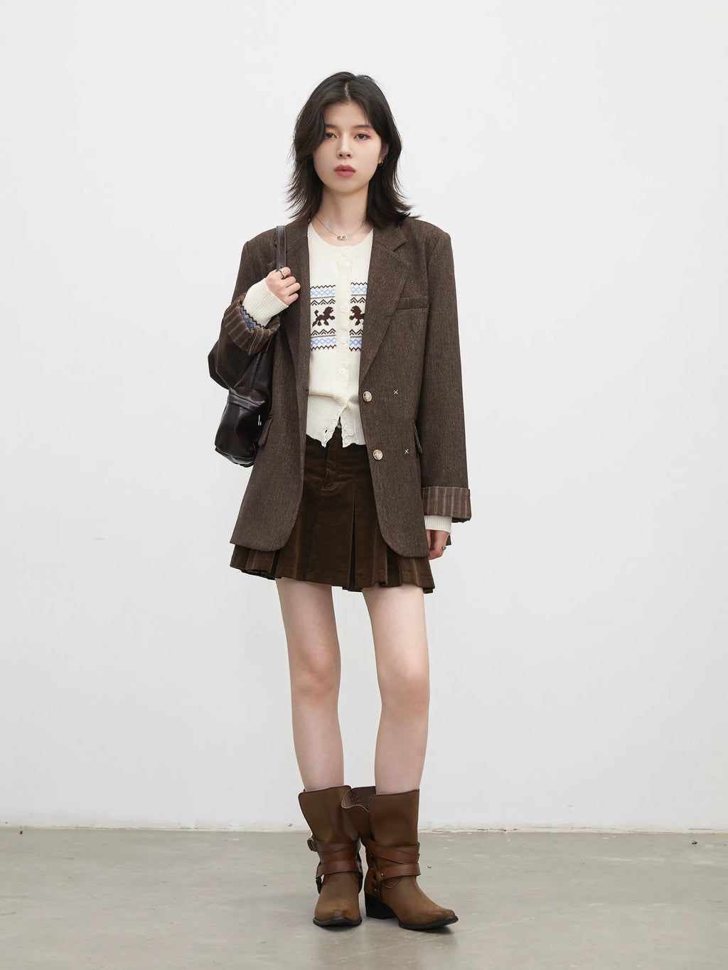 CHIC VEN Fashion Women Blazers Single-breasted Loose Casual New Retro Office Ladies Folding Cuffs Suit Jacket Spring Autumn 2026