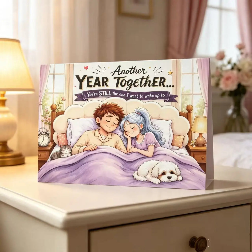 Anniversary Couple Greeting Card, Romantic Together Year Wedding Anniversary Card, Sweet Love Wish Card for Boyfriend Girlfriend