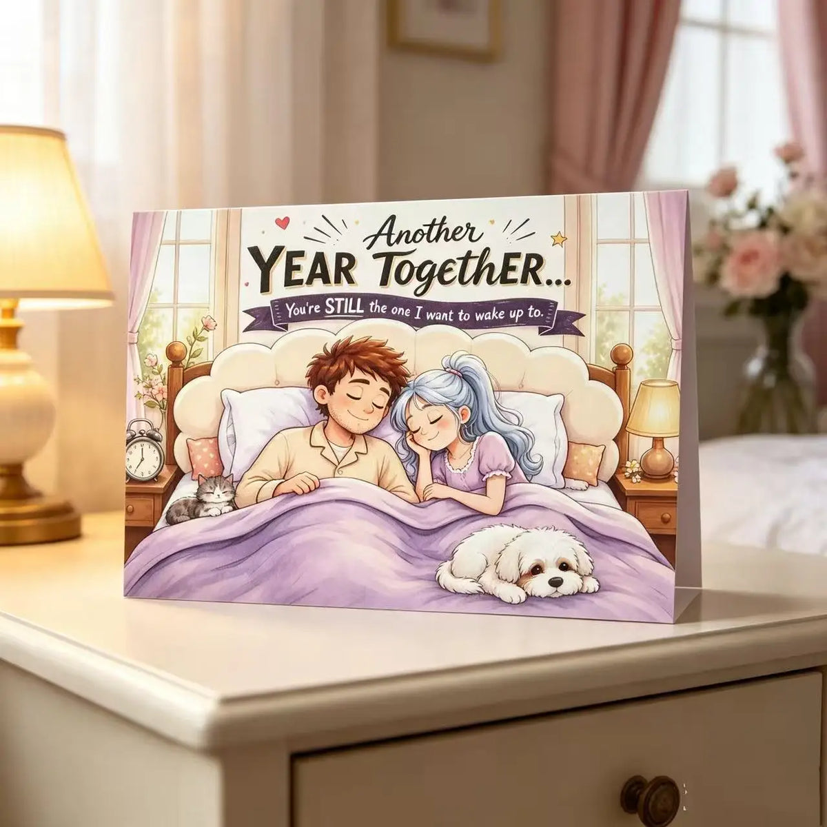 Anniversary Couple Greeting Card, Romantic Together Year Wedding Anniversary Card, Sweet Love Wish Card for Boyfriend Girlfriend