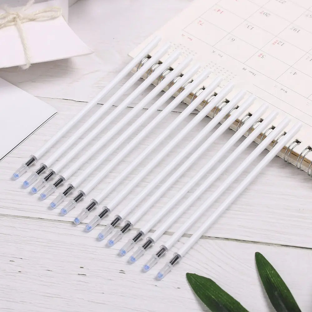10PCS/Lot School Writing Supplies Office Black Ink White Color Shell Gel Pen Refills Medium Nib Core