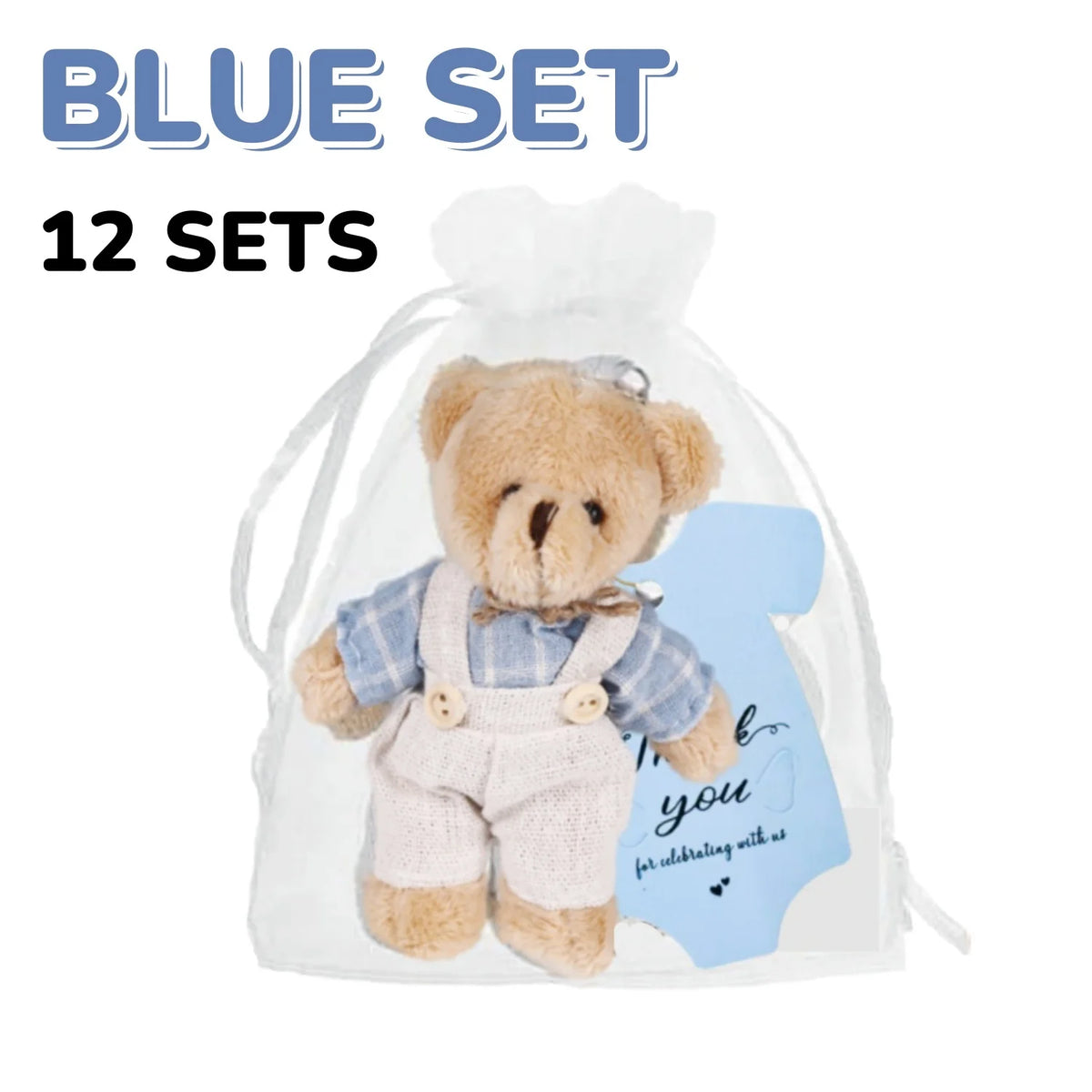 12-30 Sets Bear Baby Shower Favor for Guest Stuffed Plush Mini Bears Thank You Cards Organza Bag for Gender Reveal Guest Gifts