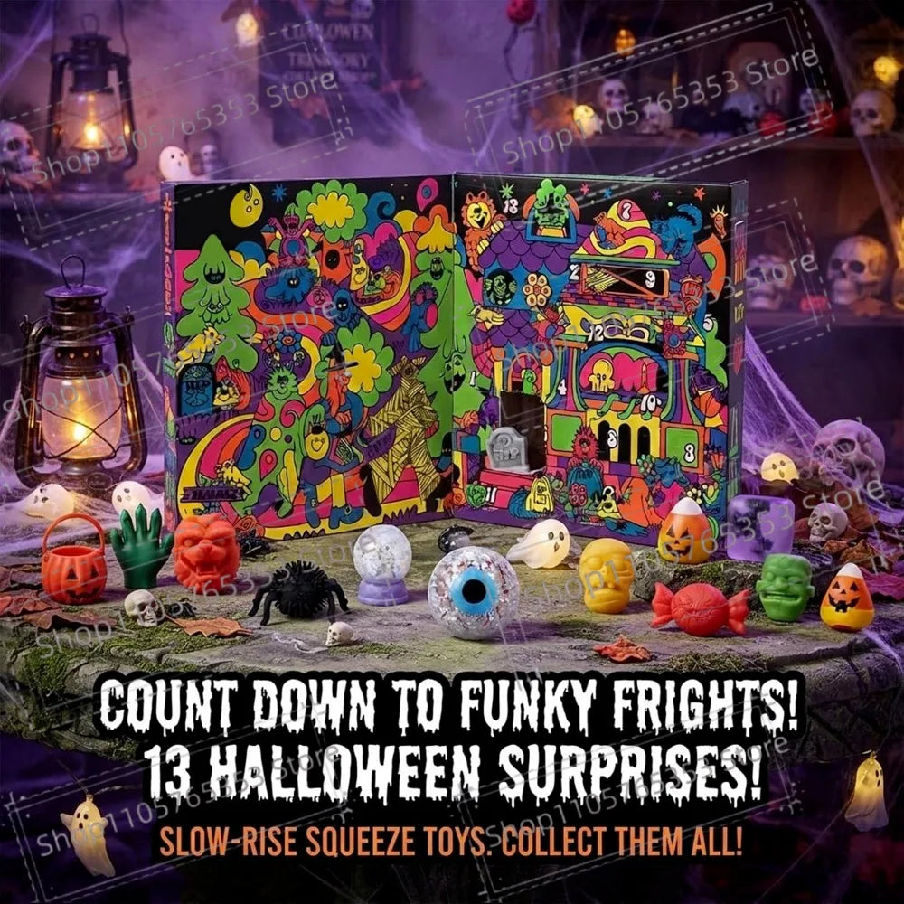 Halloween Advent Calendar,Spooky Squishy Slow Rise Stress Relief Countdown Gift Box for Halloween Party Favors Gifts for Friends