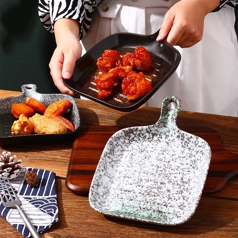 Ceramic tableware wholesale Ceramic tableware  High value Western food plate Baking Handle  Porcelain  Square plate Dinner plate