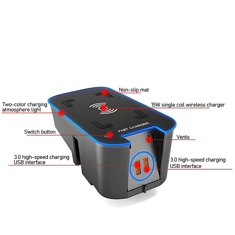 For Volvo XC90 XC60 V60 S90 S60 V90 Car Wireless Charging 15W Fast Wirele Charger Accessories Trim Automotive Electronics