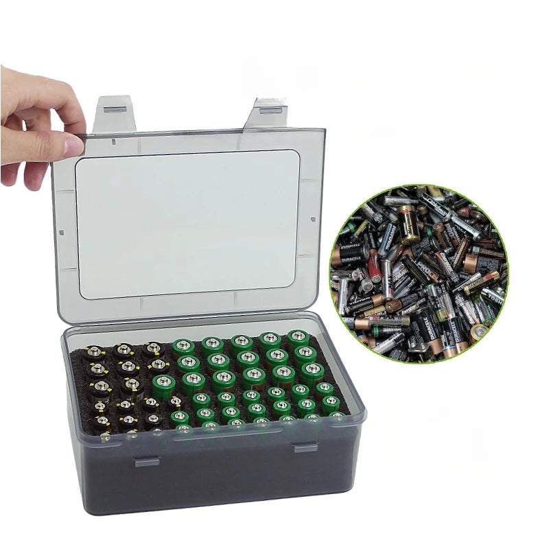 Battery Storage Organizer Holder Holds 54 AA AAA Batteries, Battery Box Case Garage Container,Home Drawer Organization Dispenser