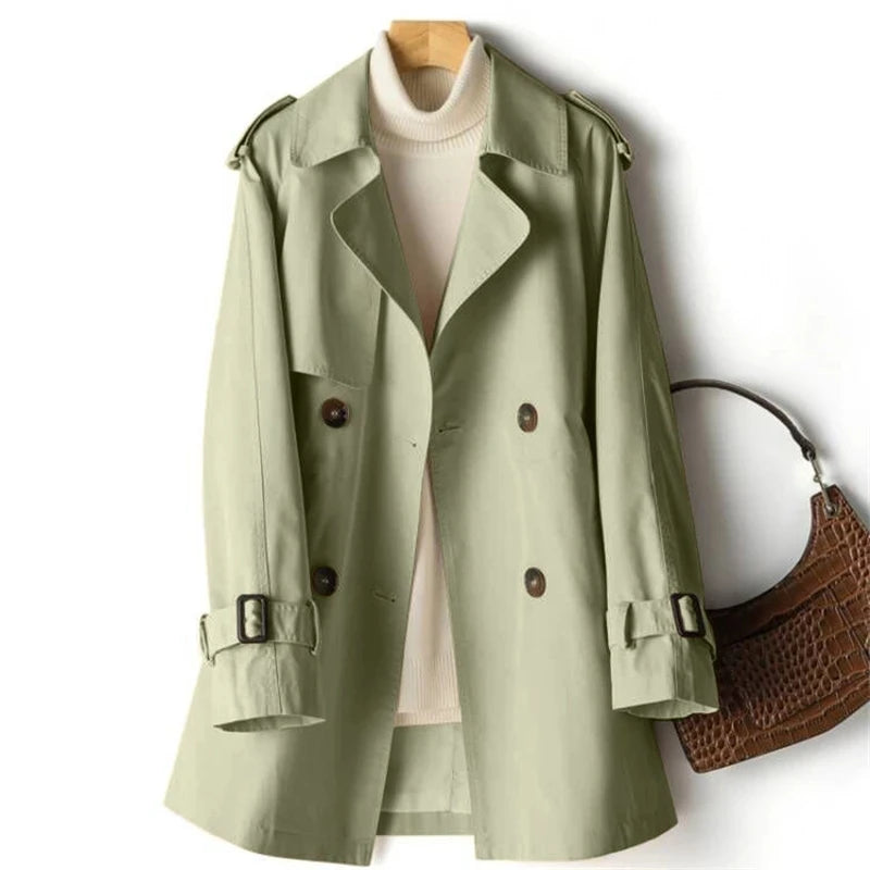 Pink Trench Coat Women New Double Breasted Mid-Long Woman Trench Coat Lining Overcoat Spring Windbreaker Female Outerwear Autumn