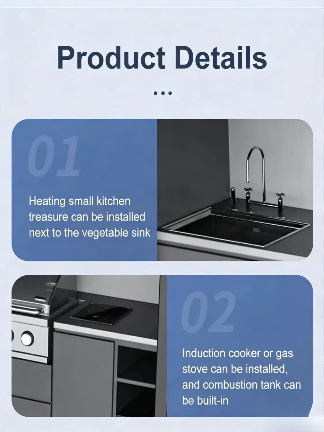 black induction cooktop with sleek modern design and built-in control panel in a modular kitchen outdoor cabinet set providing efficient customer service and durable outdoor cabinet solution